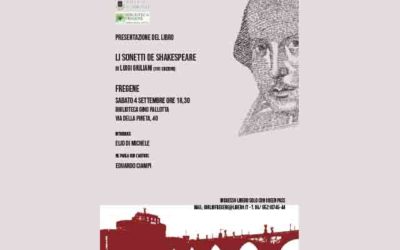 “Li sonetti di Shakespeare” 4 settembre, ore 18,30