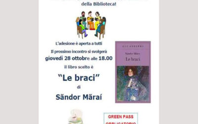 Gruppo di Lettura: Le Braci di Sandor Marai, 28 ottobre, ore 18