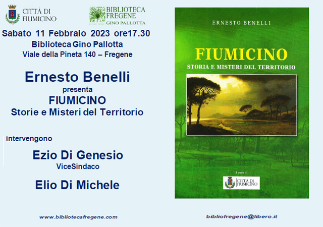 “Fiumicino, storia e misteri del territorio” di Ernesto Benelli, sabato 11 febbraio, alle ore 17,30