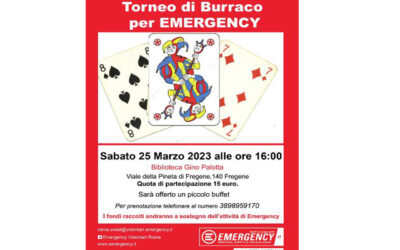 Burraco per Emergency! Sabato 25 marzo alle ore 16