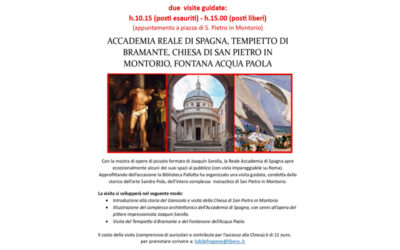 ORE 15, 19 maggio visita guidata: ACCADEMIA REALE DI SPAGNA – TEMPIETTO DI BRAMANTE – SAN PIETRO IN MONTORIO