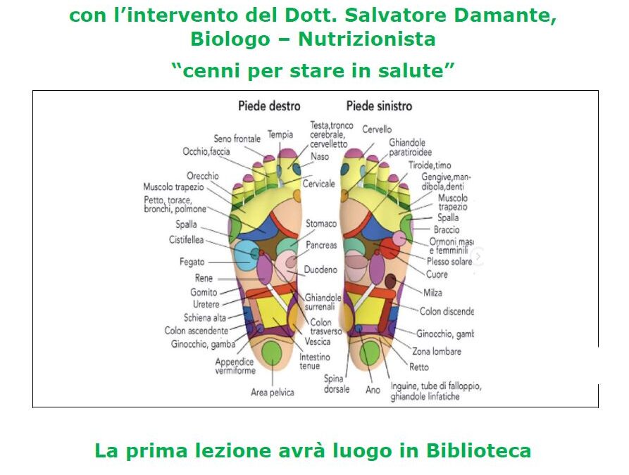 “Riflessologia plantare” dal 5 luglio fino alla fine del mese con Marisa Toccaceli. Ingresso libero.