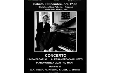Concerto per pianoforte a quattro mani, con Linda De Carlo e Alessandro Camilletti, sabato 9 dicembre, ore 17,30