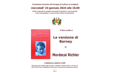 Gruppo di Lettura: “La versione di Barney”mercoledì 24 gennaio 2024