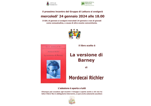 Gruppo di Lettura: “La versione di Barney”mercoledì 24 gennaio 2024