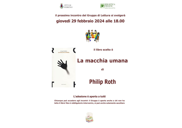 “La macchia umana” di Philip Roth per il Gruppo di Lettura di giovedì 29 febbraio, alle ore 18