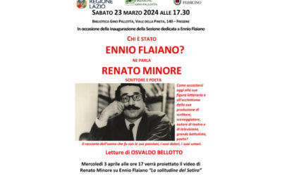 ENNIO FLAIANO raccontato da RENATO MINORE sabato 23 marzo alle ore 17,30