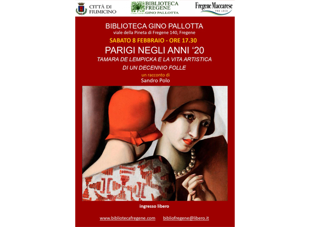 “Parigi negli anni ’20” Tamara De Lempicka e la vita artistica di un decennio folle, raccontata da Sandro Polo sabato 8 febbraio alle ore 17,30