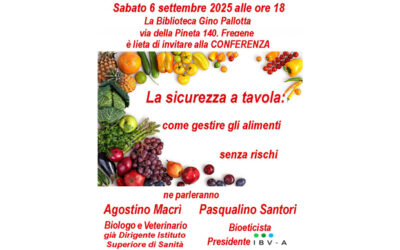 “La sicurezza a tavola” sabato 6 settembre, ore 21,con Agostino Macrì e Pasqualino Santori
