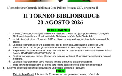 II TORNEO DI BRIDGE 20 AGOSTO 2026